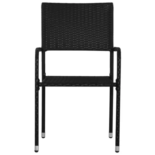  3 részes fekete polyrattan kerti étkezőgarnitúra