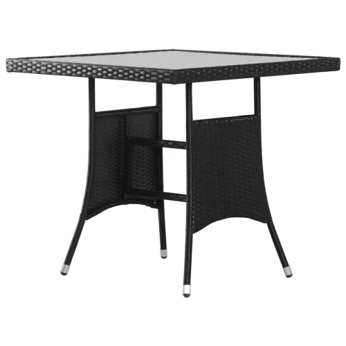  3 részes fekete polyrattan kerti étkezőgarnitúra