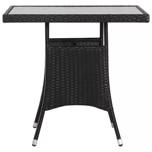  3 részes fekete polyrattan kerti étkezőgarnitúra
