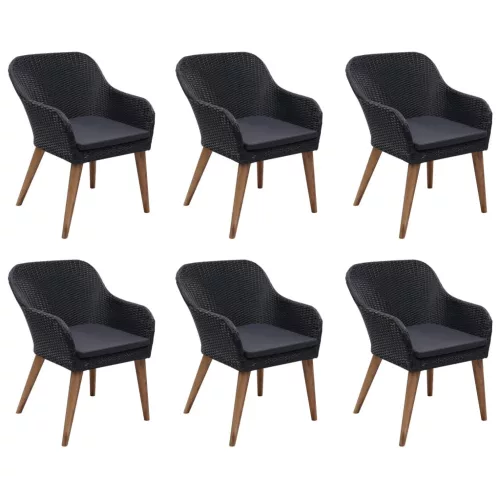  7 részes fekete polyrattan kerti étkezőgarnitúra