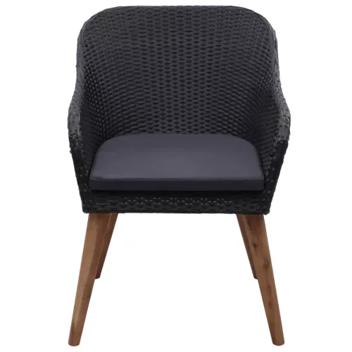  7 részes fekete polyrattan kerti étkezőgarnitúra