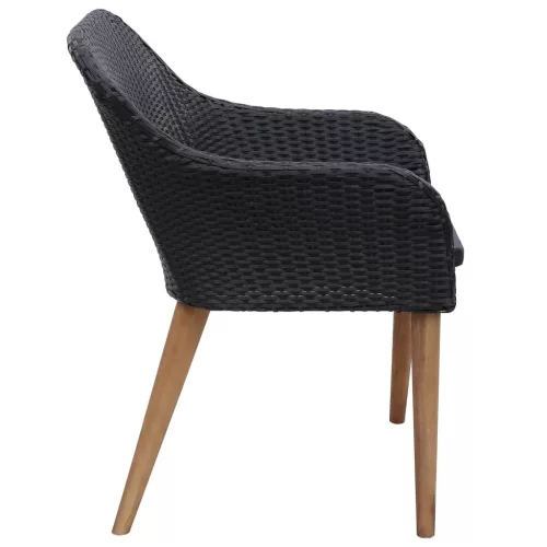  7 részes fekete polyrattan kerti étkezőgarnitúra