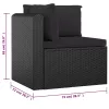  9 részes fekete polyrattan kerti bútorszett párnákkal