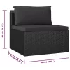  9 részes fekete polyrattan kerti bútorszett párnákkal