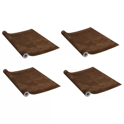  4 db sötét tölgyszínű öntapadó PVC ajtófólia 210 x 90 cm