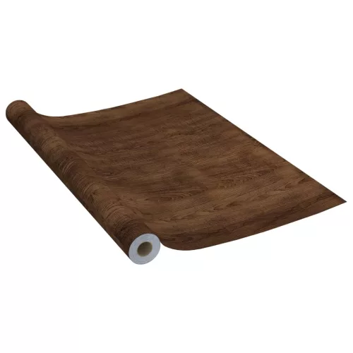  4 db sötét tölgyszínű öntapadó PVC ajtófólia 210 x 90 cm
