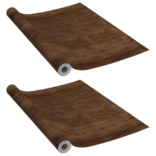  2 db sötét tölgyszínű öntapadó PVC ajtófólia 500 x 90 cm
