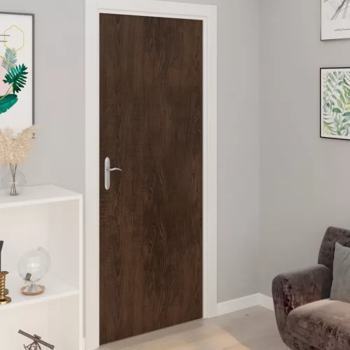  2 db sötét tölgyszínű öntapadó PVC ajtófólia 500 x 90 cm