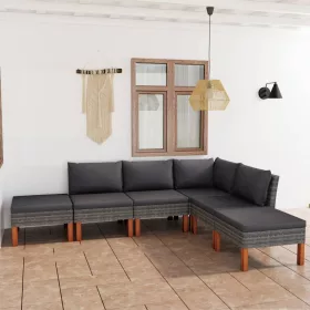    6 részes szürke polyrattan kerti ülőgarnitúra párnákkal