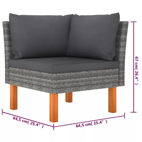  6 részes szürke polyrattan kerti ülőgarnitúra párnákkal