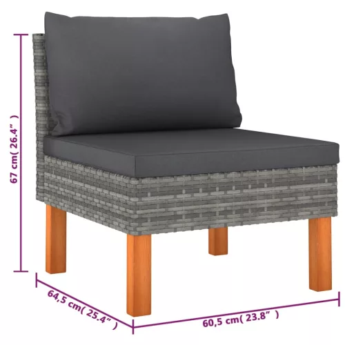  6 részes szürke polyrattan kerti ülőgarnitúra párnákkal