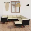  9 részes fekete polyrattan kerti ülőgarnitúra párnákkal