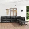  7 részes szürke polyrattan kerti ülőgarnitúra párnákkal