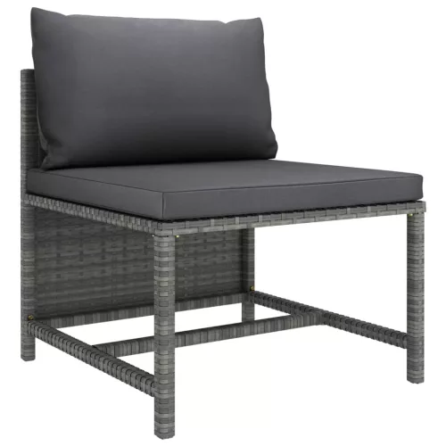  7 részes szürke polyrattan kerti ülőgarnitúra párnákkal