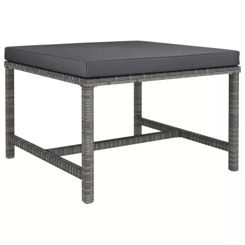  7 részes szürke polyrattan kerti ülőgarnitúra párnákkal