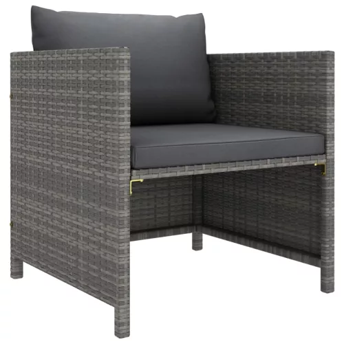 8 részes szürke polyrattan kerti bútorszett párnákkal