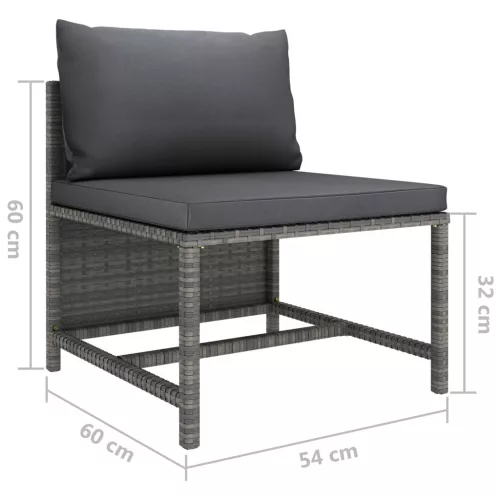  8 részes szürke polyrattan kerti bútorszett párnákkal