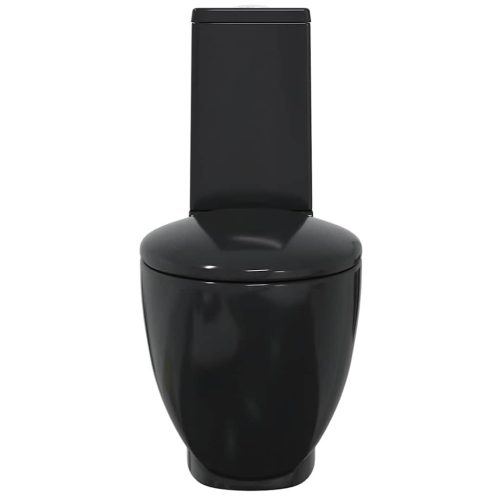  fürdőszobai kerek fekete kerámia WC alsó vízelvezetéssel