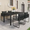  5 részes fekete PVC rattan kerti étkezőgarnitúra