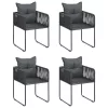  5 részes fekete PVC rattan kerti étkezőgarnitúra