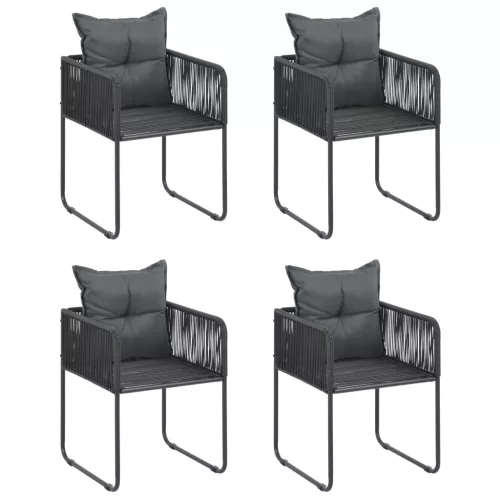  5 részes fekete PVC rattan kerti étkezőgarnitúra