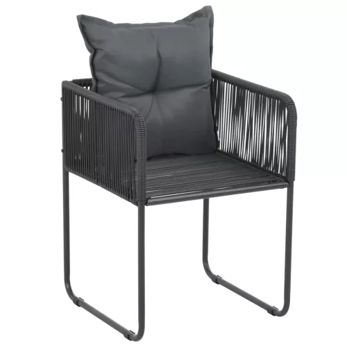  5 részes fekete PVC rattan kerti étkezőgarnitúra