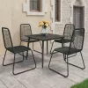  5 részes fekete PVC rattan kerti étkezőgarnitúra 