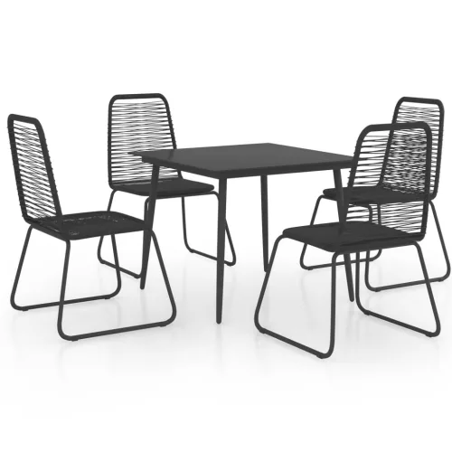  5 részes fekete PVC rattan kerti étkezőgarnitúra 