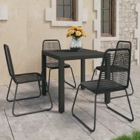  5 részes fekete PVC rattan kerti étkezőgarnitúra 