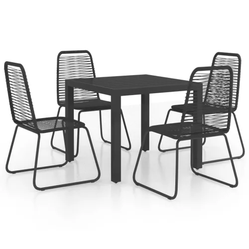  5 részes fekete PVC rattan kerti étkezőgarnitúra 