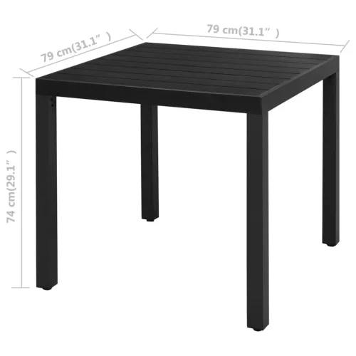  5 részes fekete PVC rattan kerti étkezőgarnitúra 