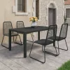  5 részes fekete PVC rattan kerti étkezőgarnitúra 