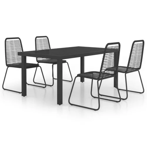  5 részes fekete PVC rattan kerti étkezőgarnitúra 