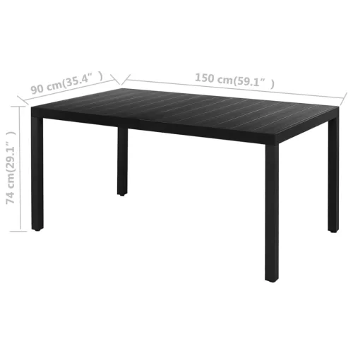  5 részes fekete PVC rattan kerti étkezőgarnitúra 