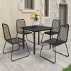  5 részes fekete PVC rattan kerti étkezőgarnitúra 