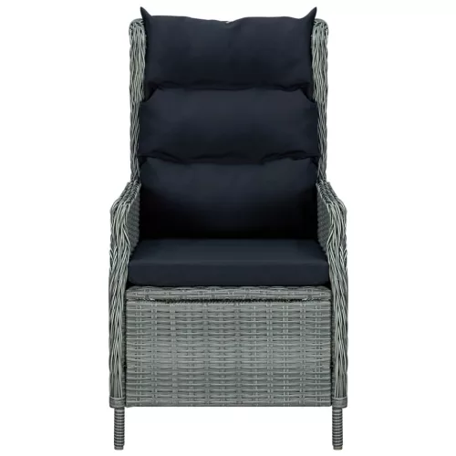  9 részes világosszürke polyrattan kültéri étkezőszett párnákkal