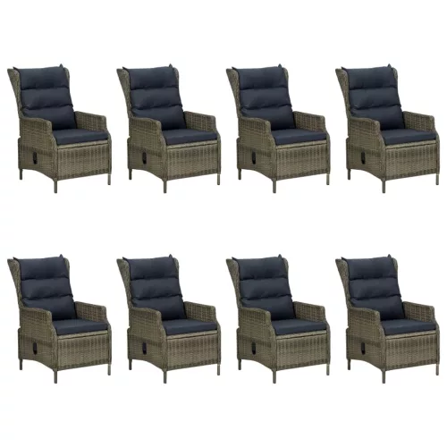  9 részes barna polyrattan kültéri étkezőgarnitúra párnákkal