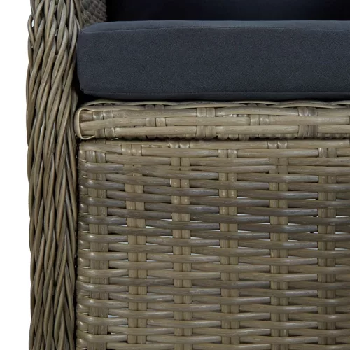  9 részes barna polyrattan kültéri étkezőgarnitúra párnákkal