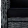  7 részes sötétszürke polyrattan kültéri étkezőszett párnákkal