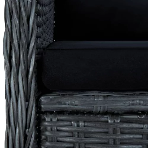  7 részes sötétszürke polyrattan kültéri étkezőszett párnákkal