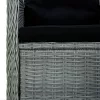  7 részes világosszürke polyrattan kültéri étkezőszett párnákkal