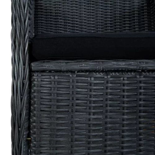  3 részes sötétszürke polyrattan kerti ülőgarnitúra párnákkal