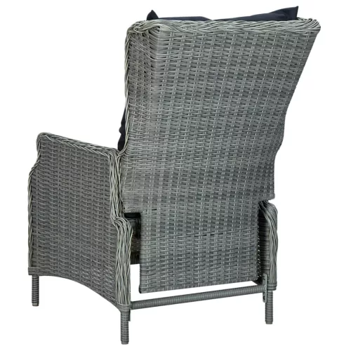  9 részes világosszürke polyrattan kültéri étkezőszett párnákkal