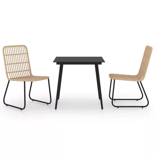  3 részes polyrattan és üveg kültéri étkezőgarnitúra