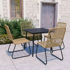  5 részes polyrattan és üveg kültéri étkezőgarnitúra
