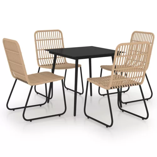  5 részes polyrattan és üveg kültéri étkezőgarnitúra