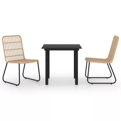  3 részes polyrattan és üveg kültéri étkezőgarnitúra