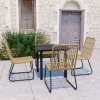  5 részes polyrattan és üveg kültéri étkezőgarnitúra