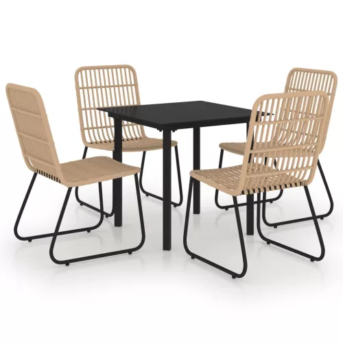  5 részes polyrattan és üveg kültéri étkezőgarnitúra