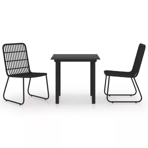 3 részes polyrattan és üveg kültéri étkezőgarnitúra